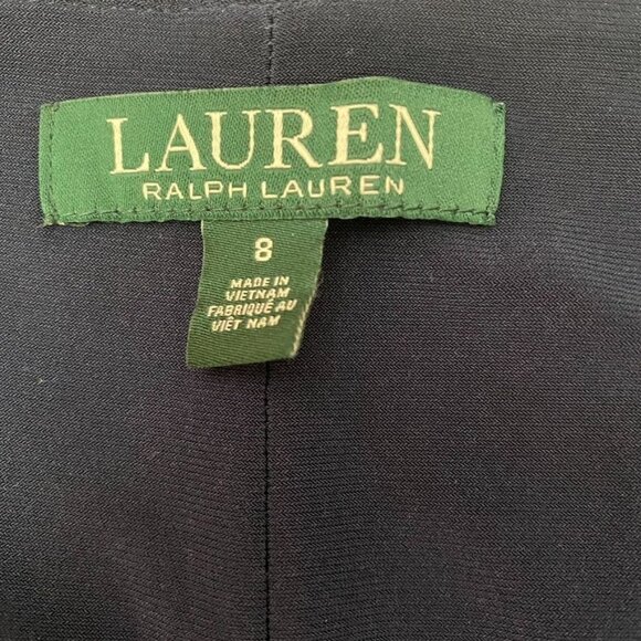 Lauren Ralph Lauren Sz 8 Printed Matte Jersey Faux Wrap Dress Lighthouse Navy - Picture 7 of 9